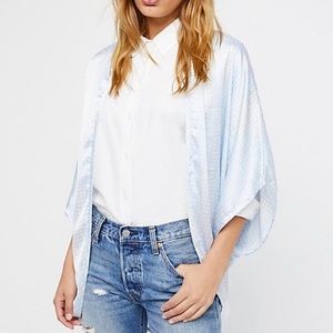 Light blue Free People houndstooth kimono - one size